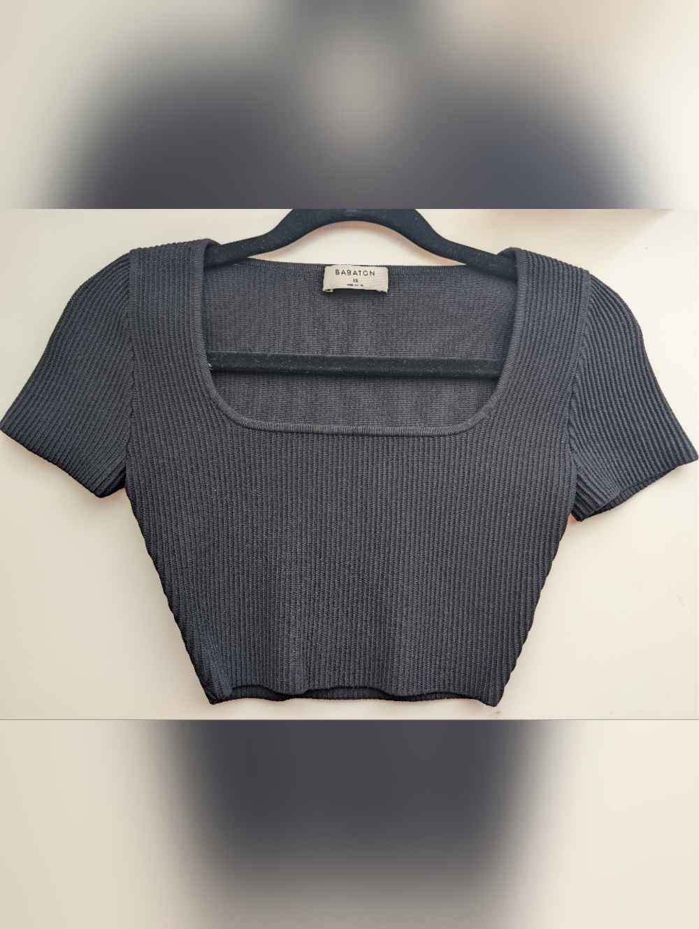 Aritzia Babaton Sculpt Knit Squareneck Top - Black XS